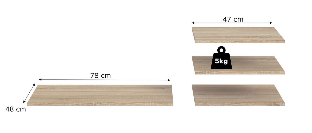 Einlegebodenset Oakland Sonoma Eiche B: 78 cm - Sonoma Eiche, MODERN, Holzwerkstoff (78/1,6/48cm) - MID.YOU