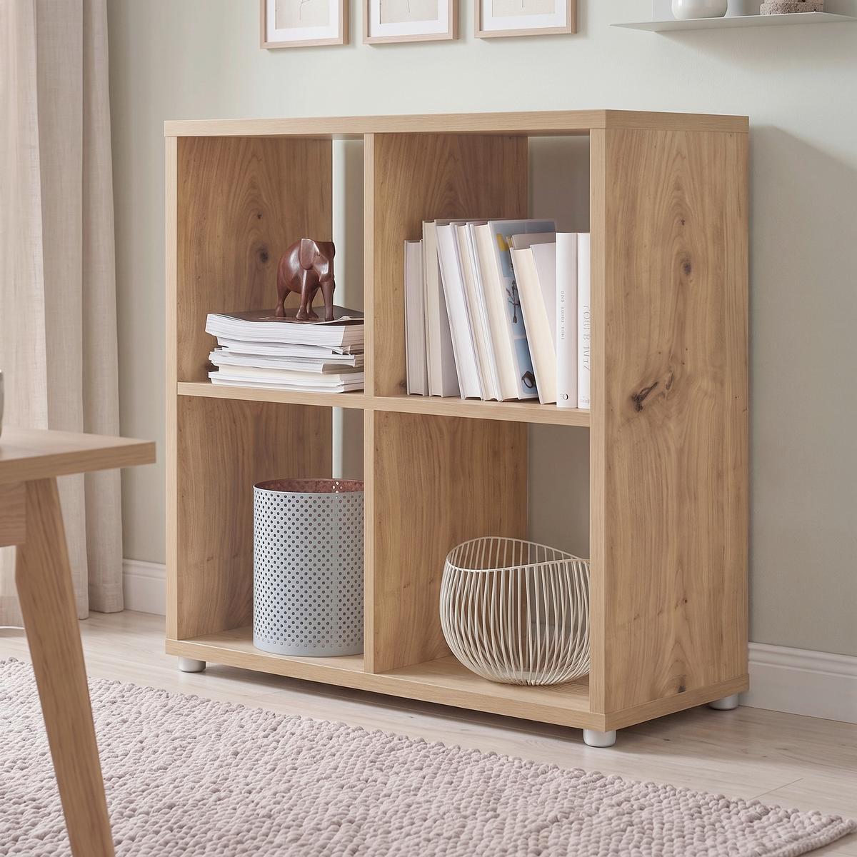 AKTENREGAL Nizza Eiche Dekor B: 72cm - Silberfarben/Eiche Artisan, MODERN, Holzwerkstoff (72/74/33cm) - MID.YOU