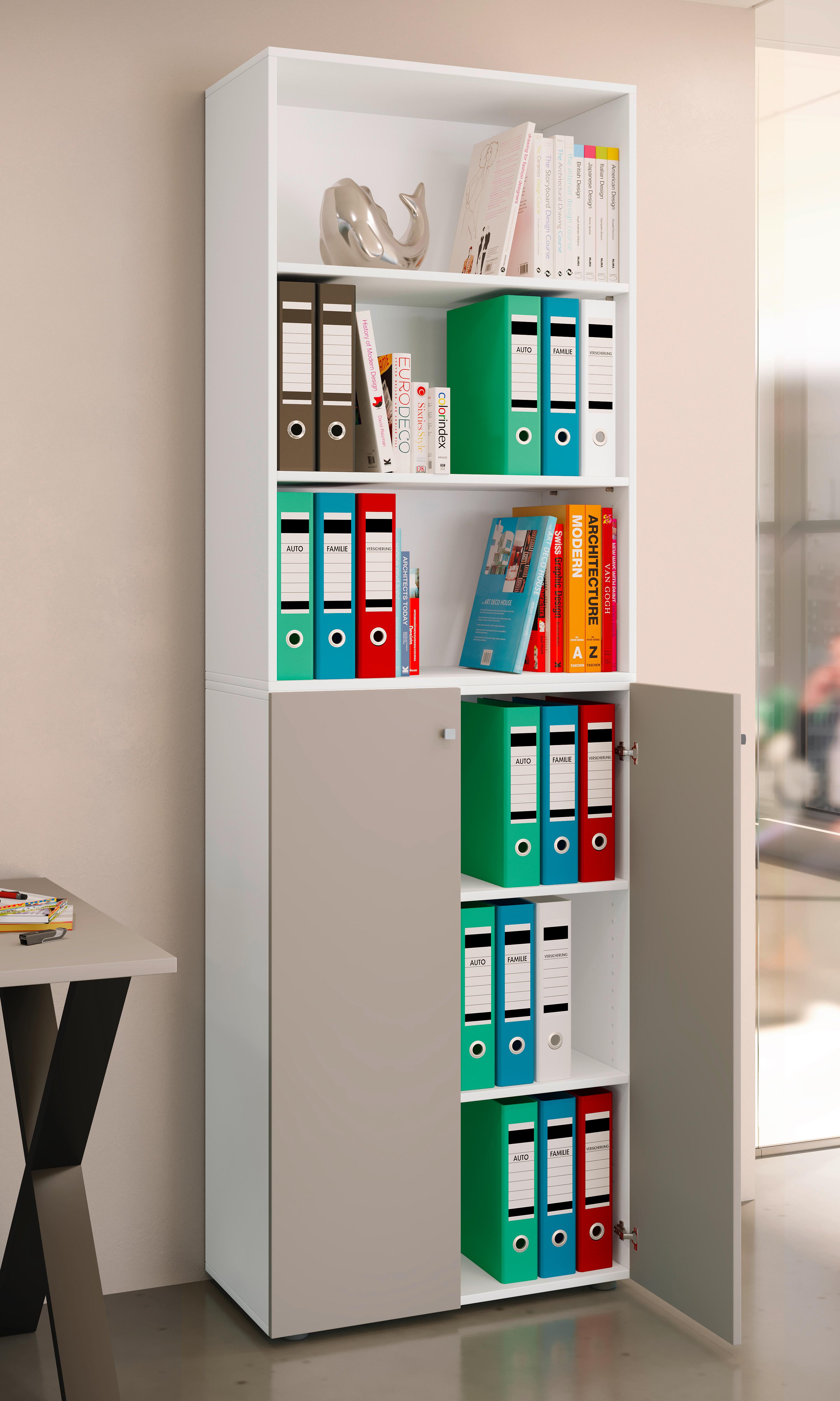Aktenschrank Lona Grau, Weiß B: 70 cm - Weiß/Grau, Design, Holzwerkstoff (70/220/39cm) - MID.YOU