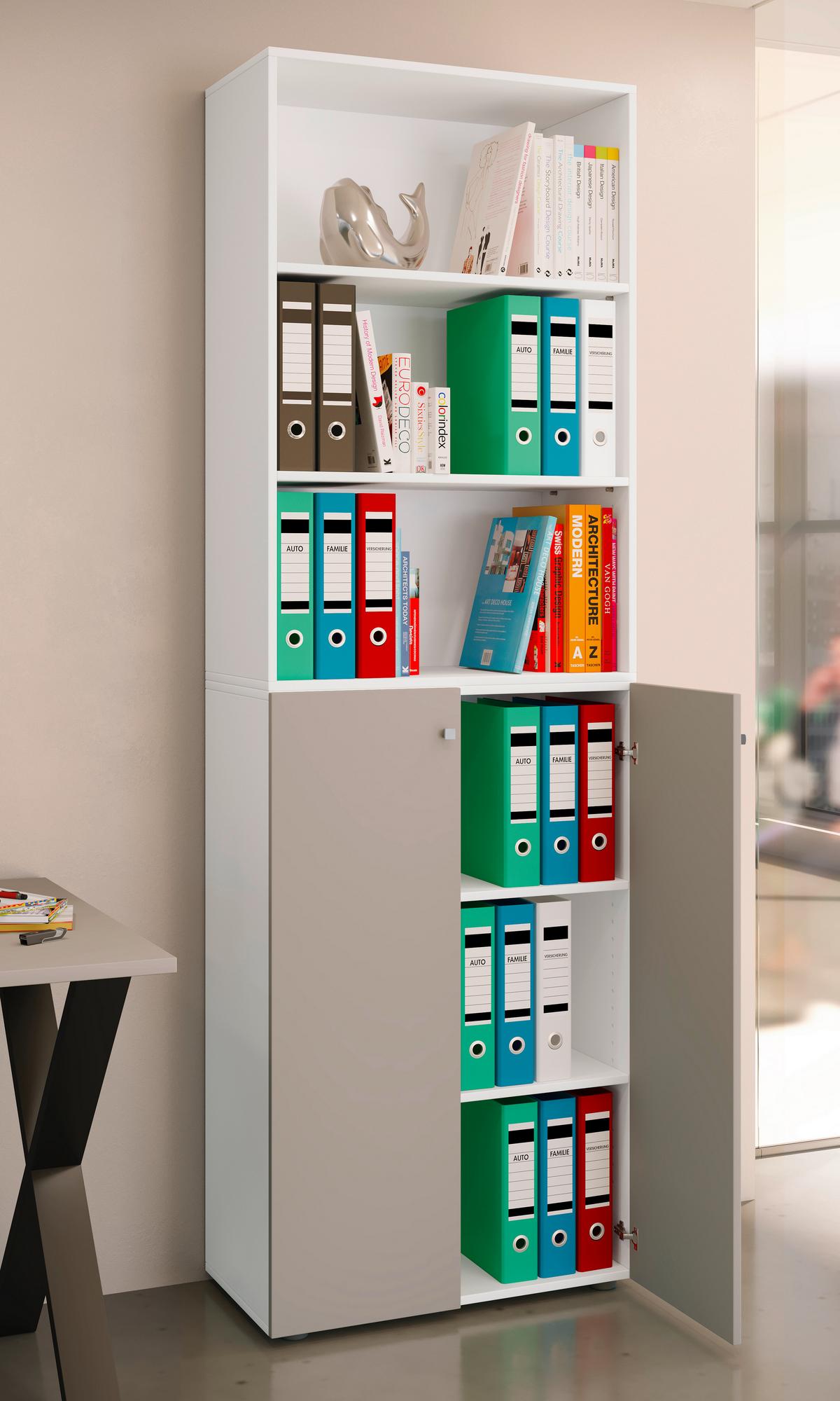 Aktenschrank Lona Grau, Weiß B: 70 cm - Weiß/Grau, Design, Holzwerkstoff (70/220/39cm) - MID.YOU