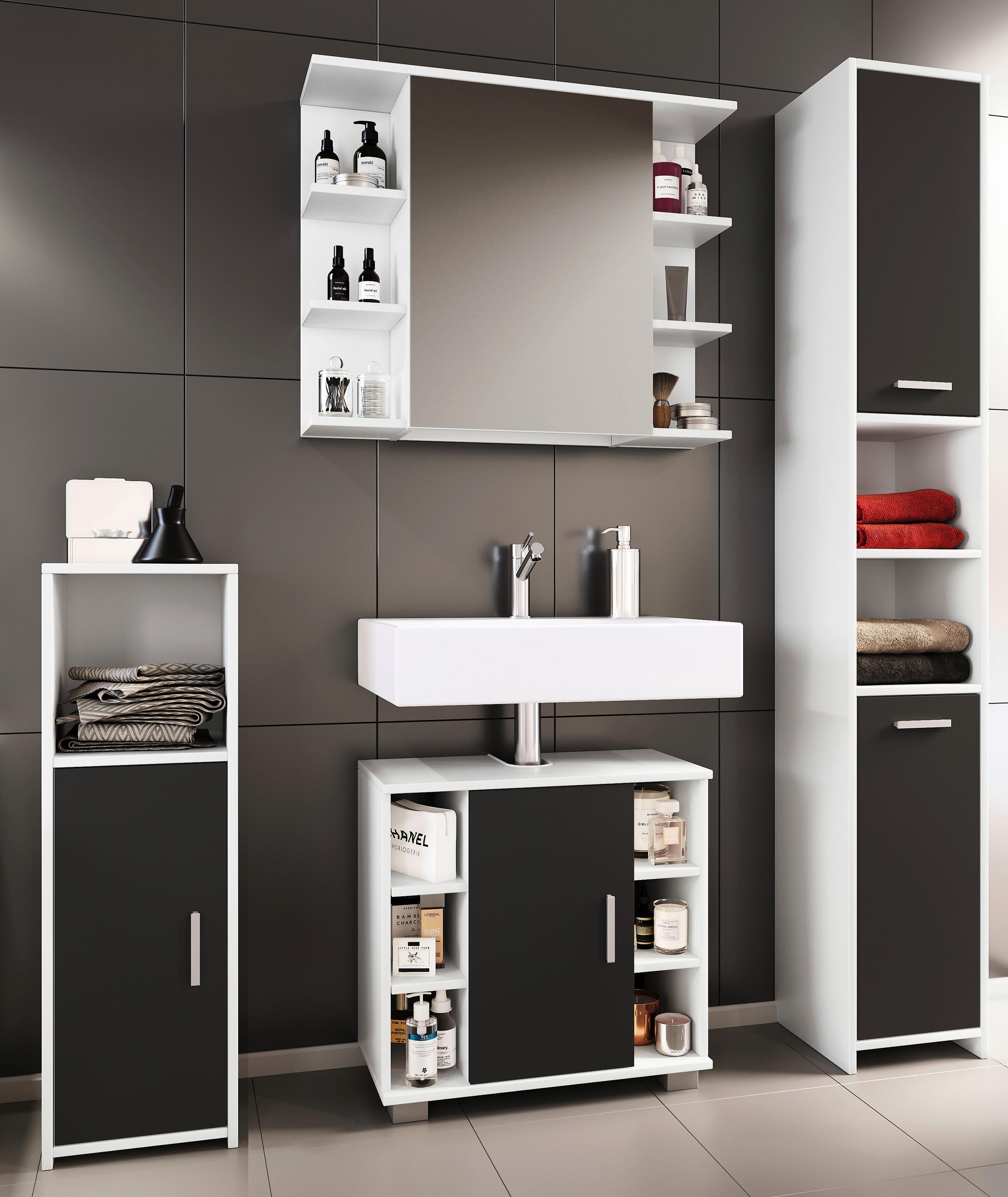 Badezimmer in Schwarz und Weiß