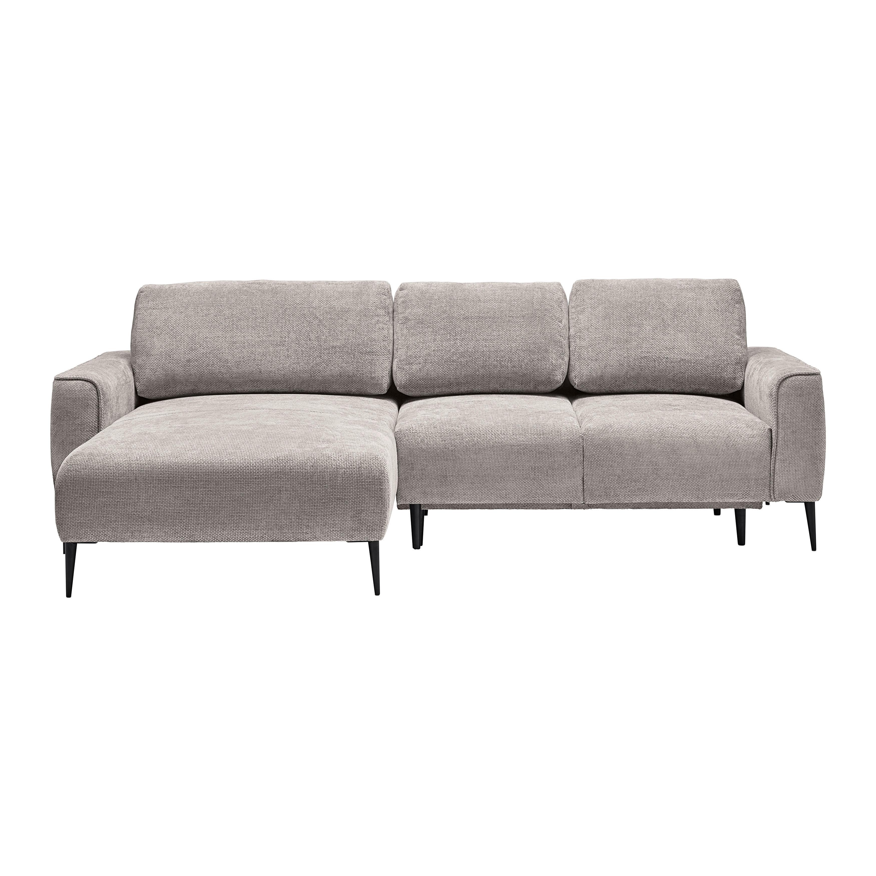Rohová sedačka CUSTOM, ľavá, svetlosivá ženilka - čierna/svetlosivá, Modern, kov/textil (164/85/255cm) - Mömax