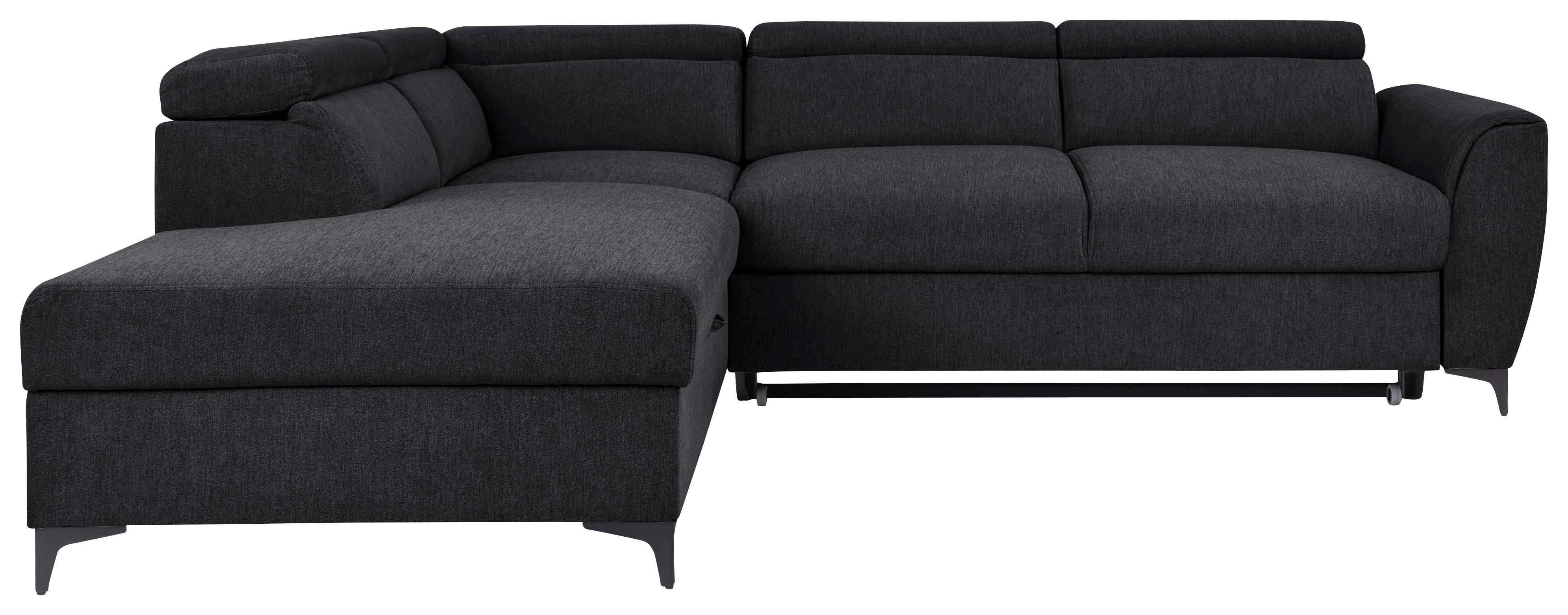 Ecksofa Lapis Schwarz S: 217/255 cm - Schwarz, KONVENTIONELL, Textil (217/255cm) - MID.YOU