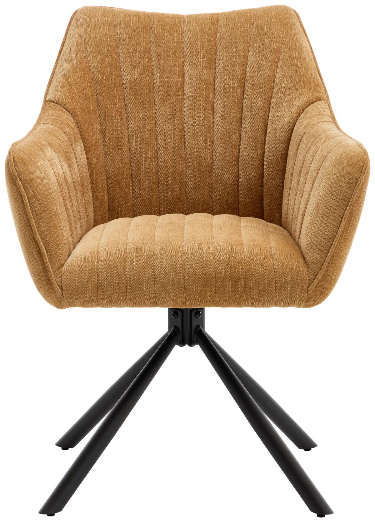 STOLIČKA S PODRÚČKAMI TRIENT - čierna/horčicovožltá, Modern, kov/textil (63/88/62cm) - Premium Living