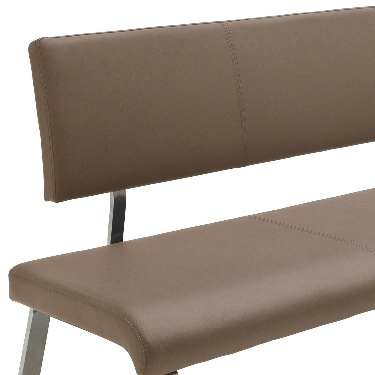 Sitzbank mit Lehne Cappuccino Arco 175x86x59 cm - Edelstahlfarben/Cappuccino, Design, Leder/Metall (175/86/59cm) - Livetastic