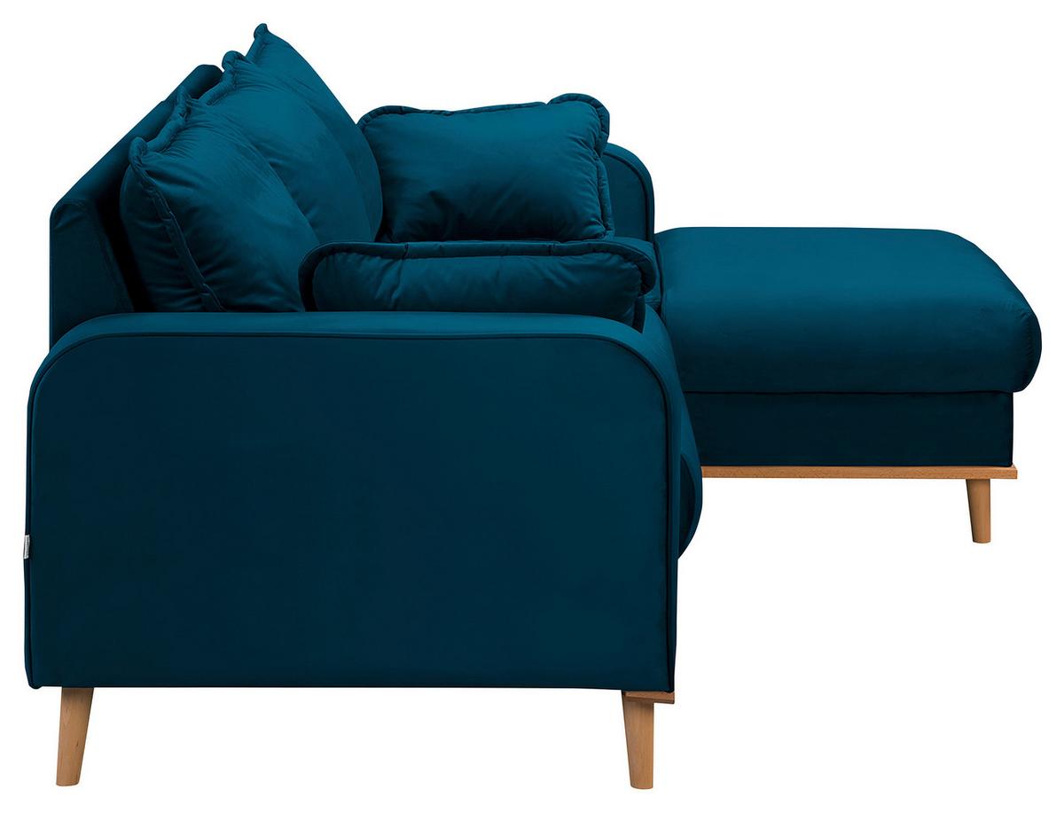 Ecksofa Beata Blau S: 230x150 cm - Wengefarben/Blau, Design, Textil (230/150cm) - Livetastic