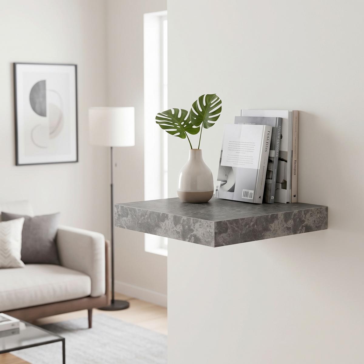 Wandboard Simple B: 23,5 cm Betonoptik - Grau, MODERN, Holzwerkstoff (23,5/3,8/23,5cm)