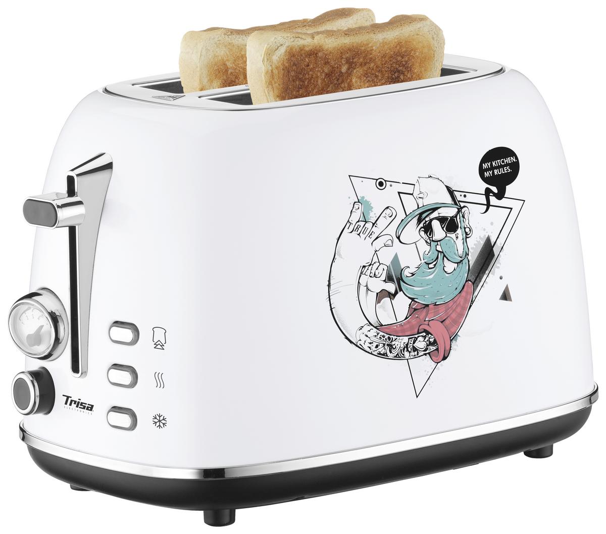 Toaster Street Art Weiß - Weiß, KONVENTIONELL, Metall (18/28/18cm) - Trisa Electronics
