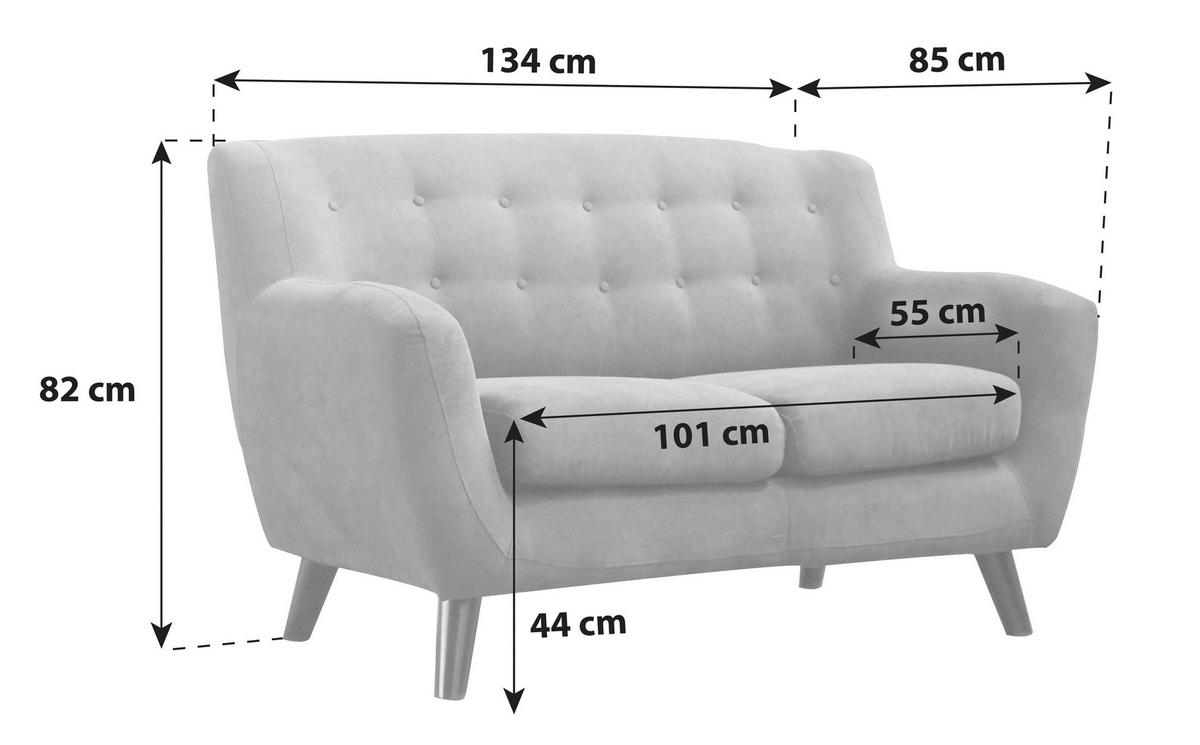 2-Sitzer-Sofa Monaco Dunkelgrau - Dunkelgrau/Schwarz, MODERN, Textil (134/82/80,5cm) - Luca Bessoni