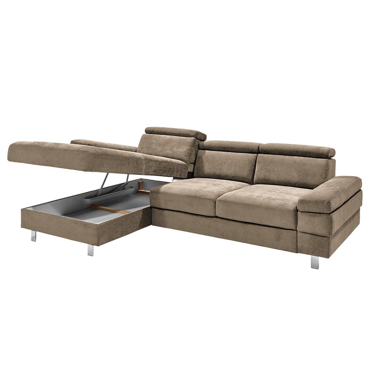 Ecksofa Elvis Schlammfarben S: 182x259 Cm - Schlammfarben/Silberfarben, KONVENTIONELL, Textil (182/259cm) - Trendmanufaktur