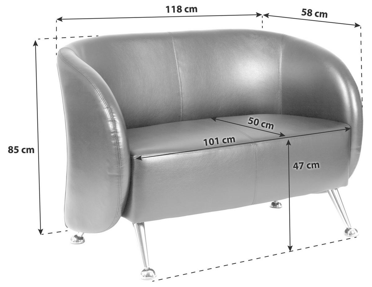2-sitzer-sofa St. Lucia St. Lucia Schwarz - Chromfarben/Schwarz, MODERN, Textil (118/85/58cm) - MID.YOU