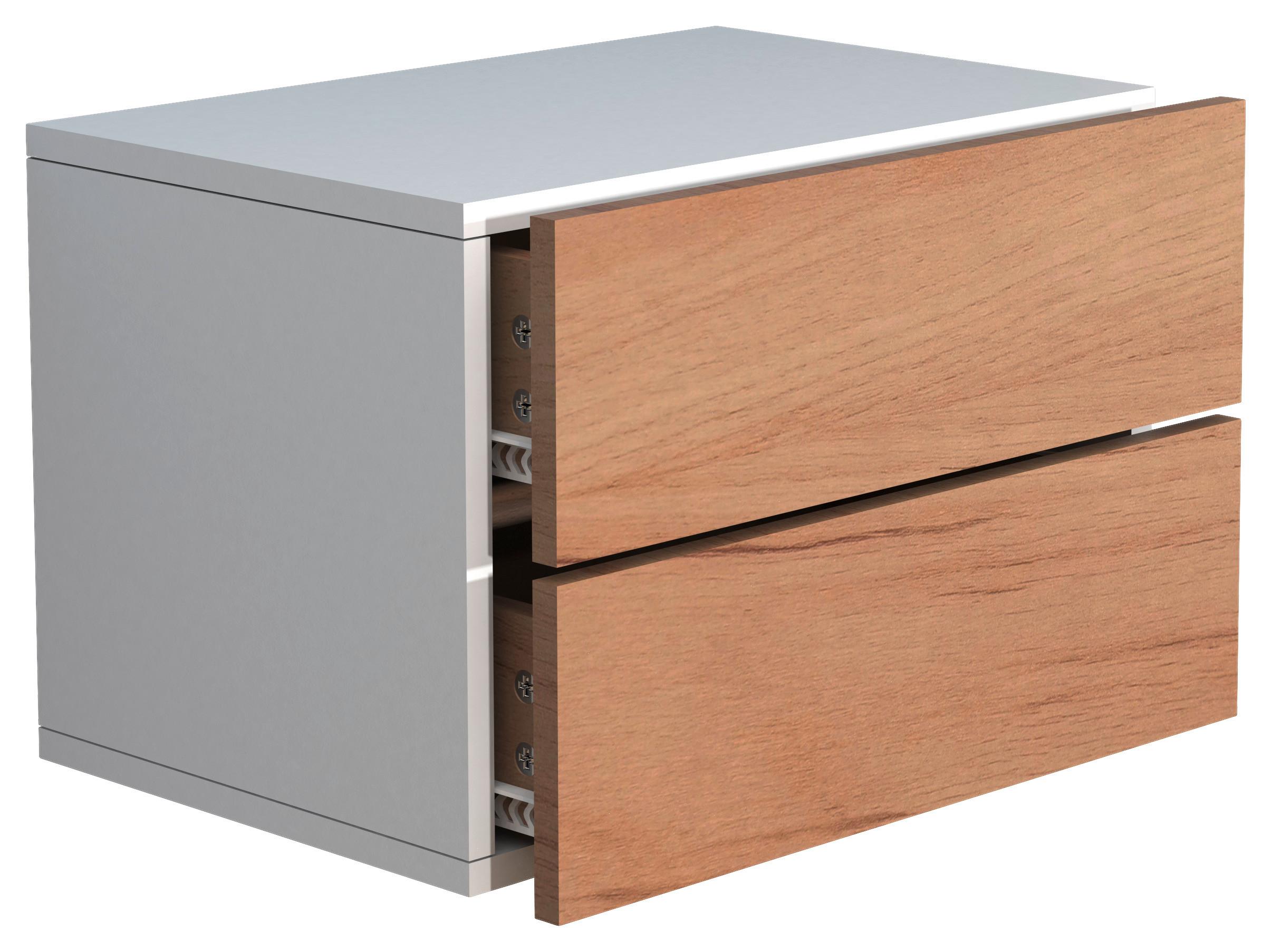 Nachtkästchen USAl L B: 45 cm Weiß/Eiche Dekor