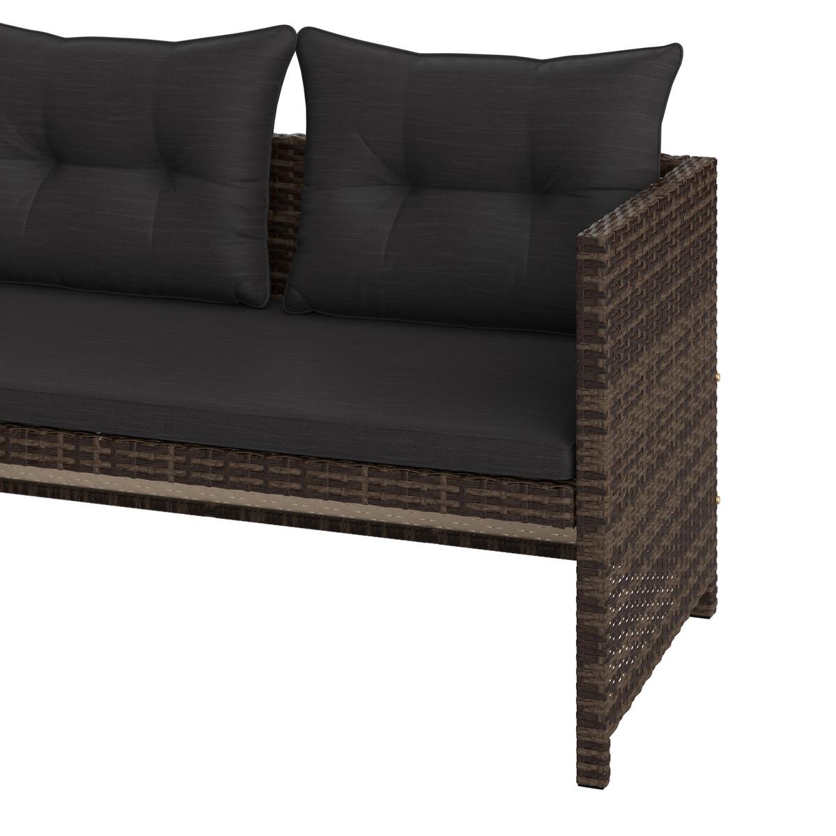 Loungegarnitur 3-Tlg. Vegas Polyrattan/Stahl mit Kissen - Graubraun/Schwarz, MODERN, Glas/Kunststoff - Luca Bessoni