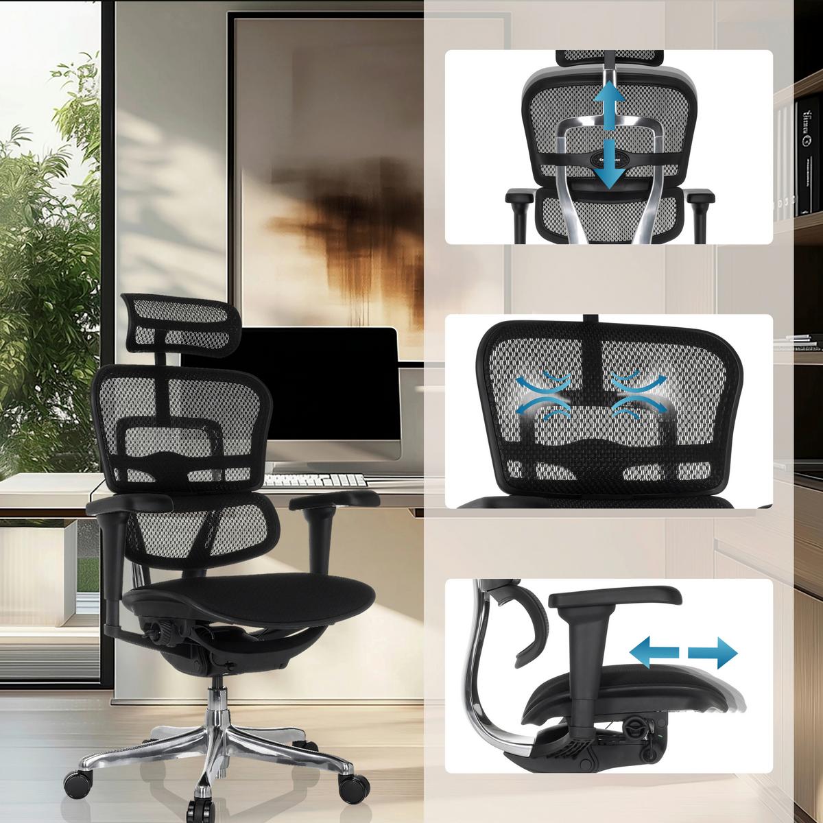 Drehstuhl Schwarz B: 65 Cm - Silberfarben/Schwarz, MODERN, Kunststoff/Textil (65/114-132/60cm) - MID.YOU