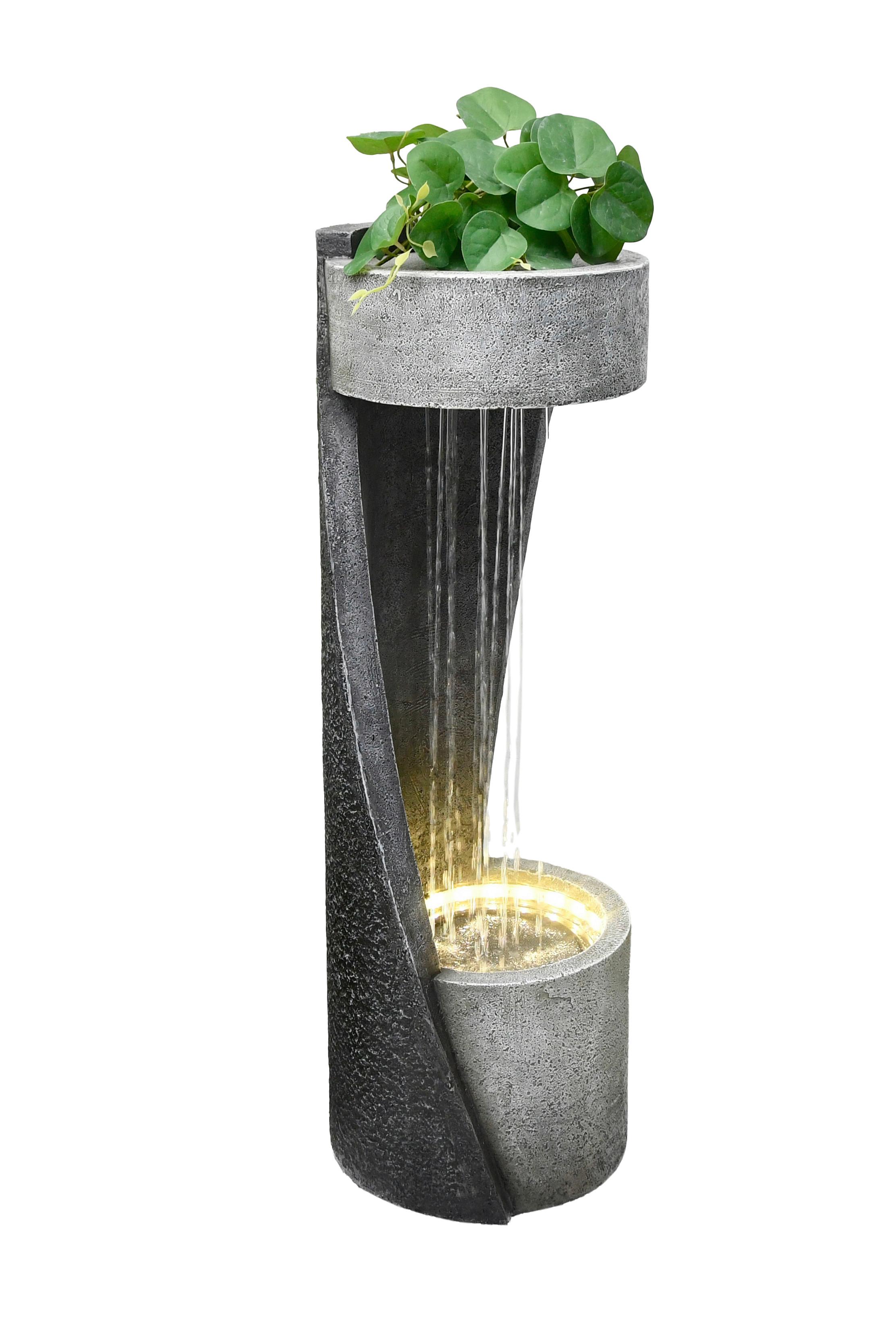Gartenbrunnen Zelos - Schwarz/Grau, Basics, Glas/Kunststoff (30/91/30cm) - Gardenson