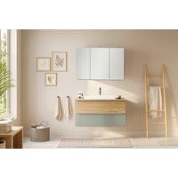 Badezimmer Verona Wildeiche/Schilfgrün 2-teilig - Schilfgrün/Wildeiche, Trend, Glas/Holzwerkstoff (100/200/47cm) - Held