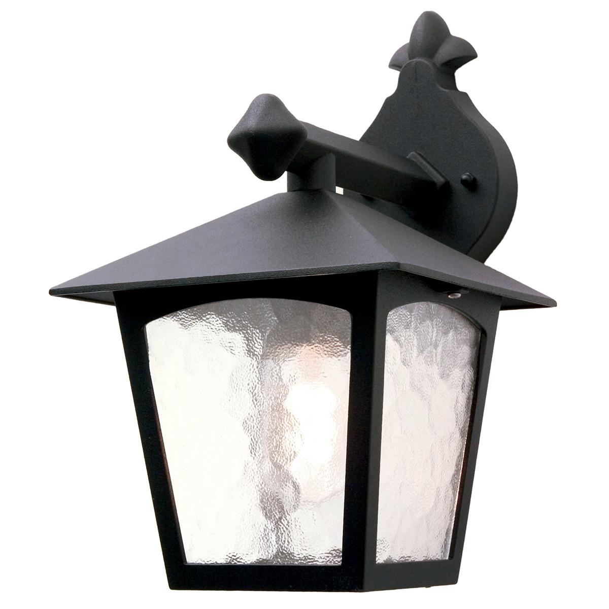 Außenwandleuchte 100 Watt Metall Glas, Wandmontage - Schwarz, Natur, Glas/Metall (22,5/18,5/31cm) - Elstead Lighting