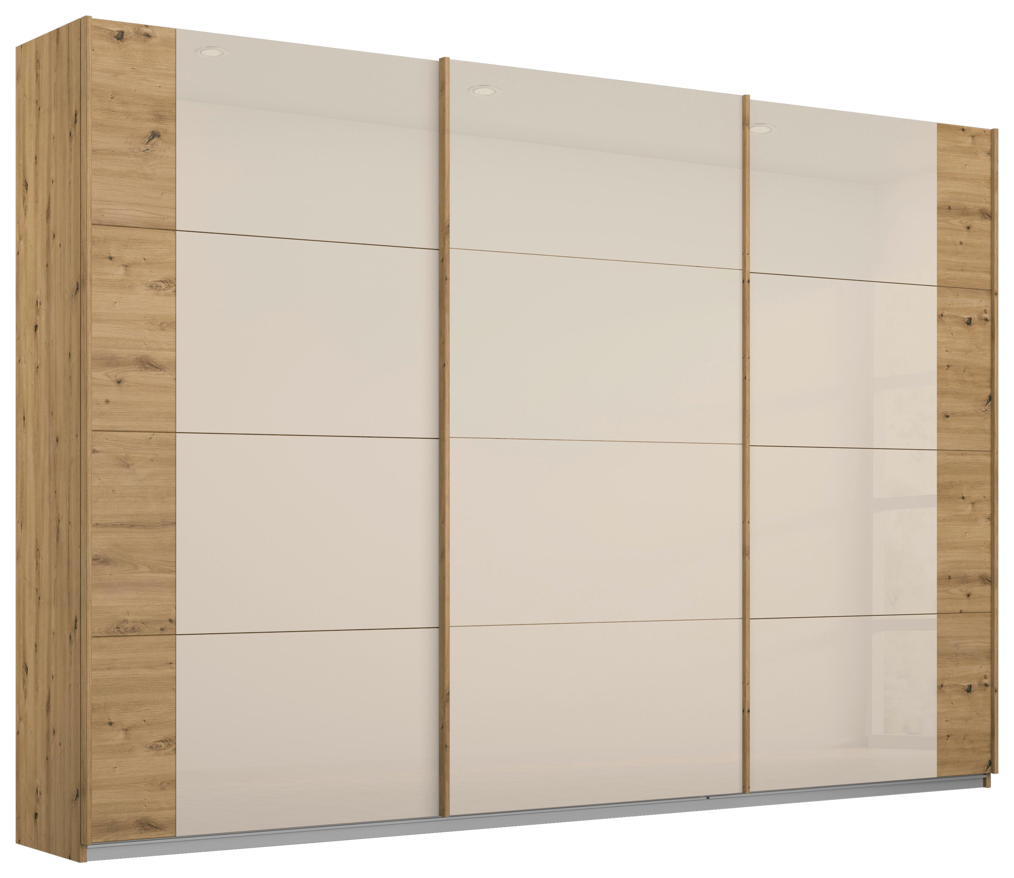 Schwebetürenschrank Artemis B: 271 cm Champagner/Eiche - Champagner/Eiche Artisan, MODERN, Glas/Holzwerkstoff (271/210/62cm) - Rauch Möbel