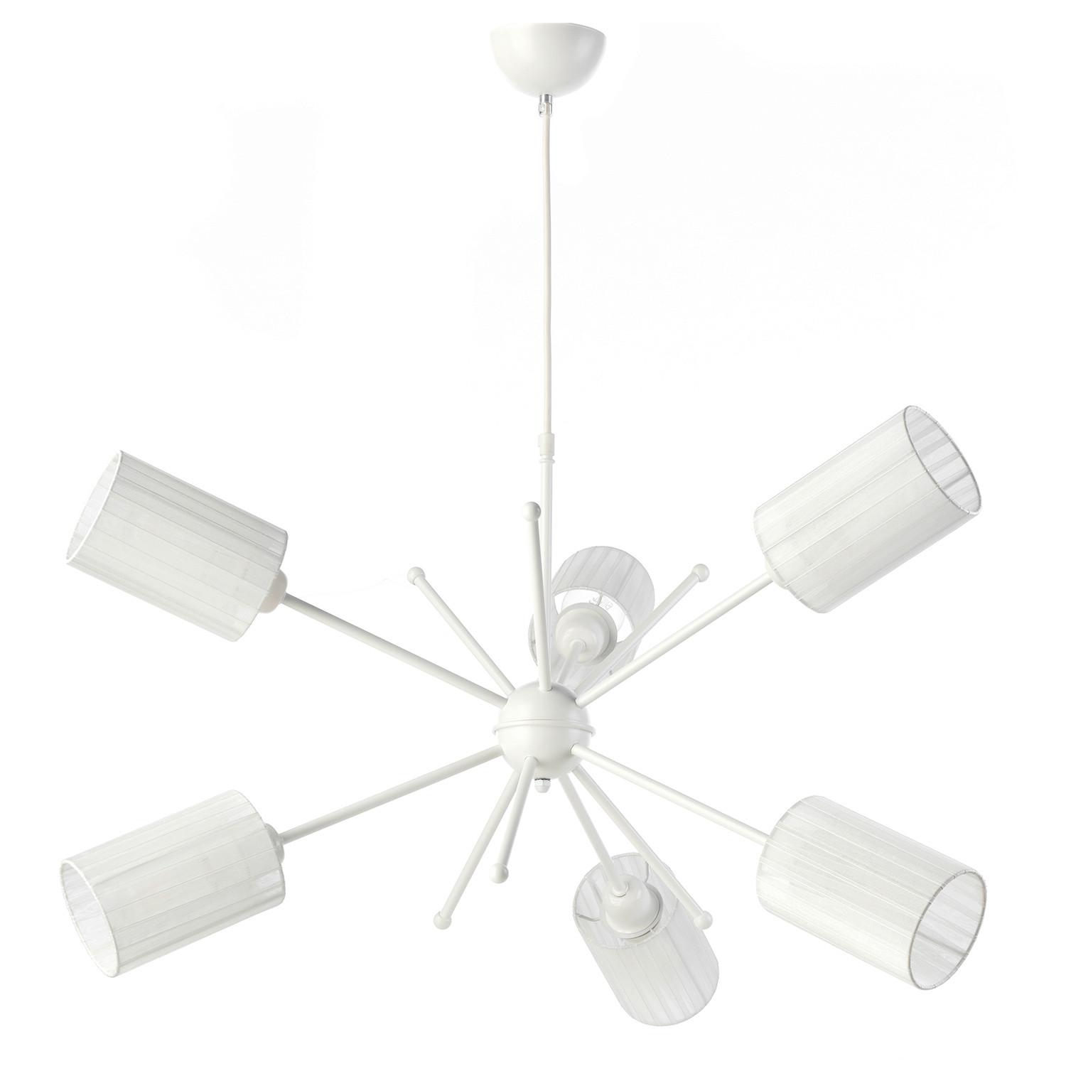 Kronleuchter Weiß Hg L: 80 cm 22w - Weiß Hochglanz, Basics, Textil/Metall (80/80/90cm)