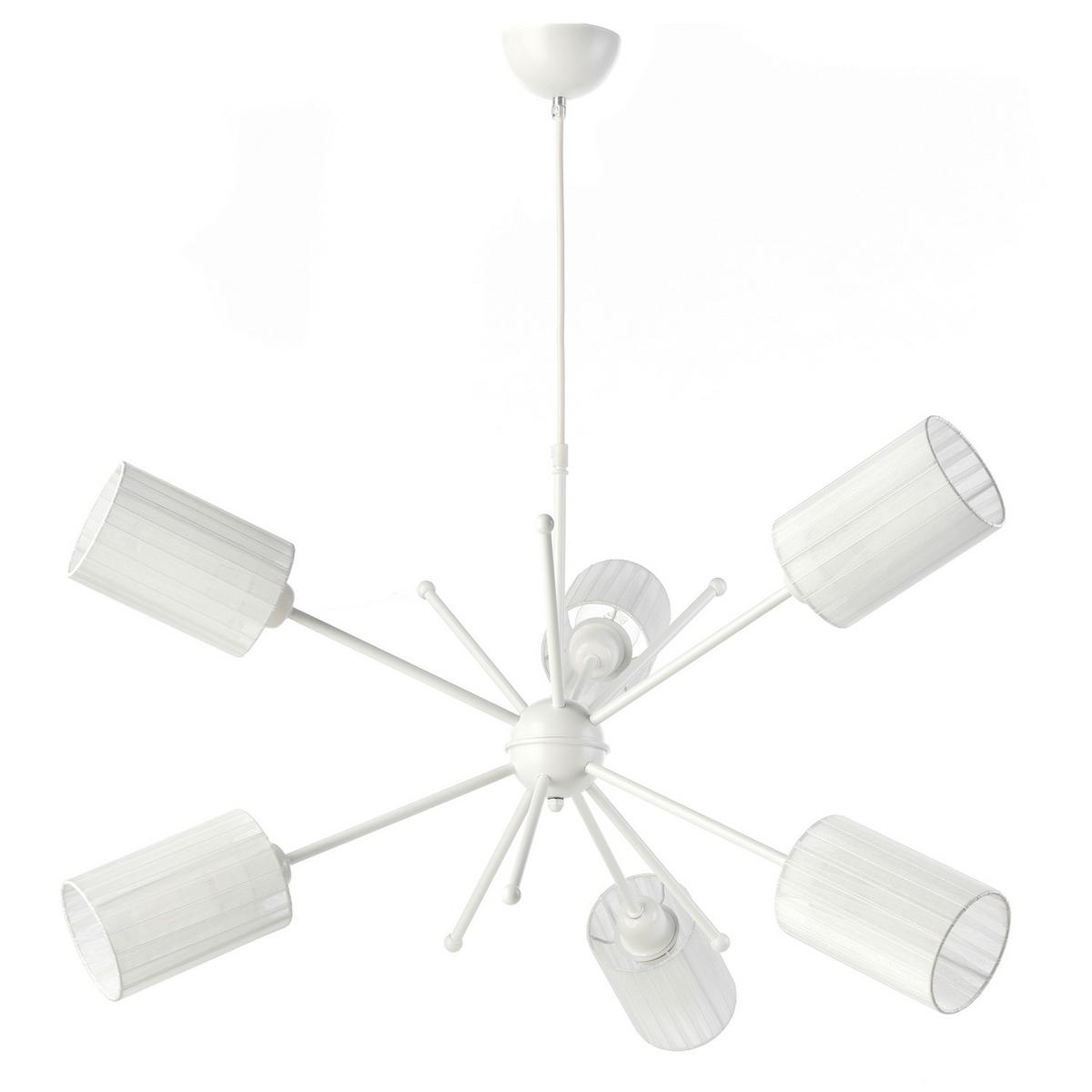 Kronleuchter Weiß Hg L: 80 cm 22w - Weiß Hochglanz, Basics, Textil/Metall (80/80/90cm)