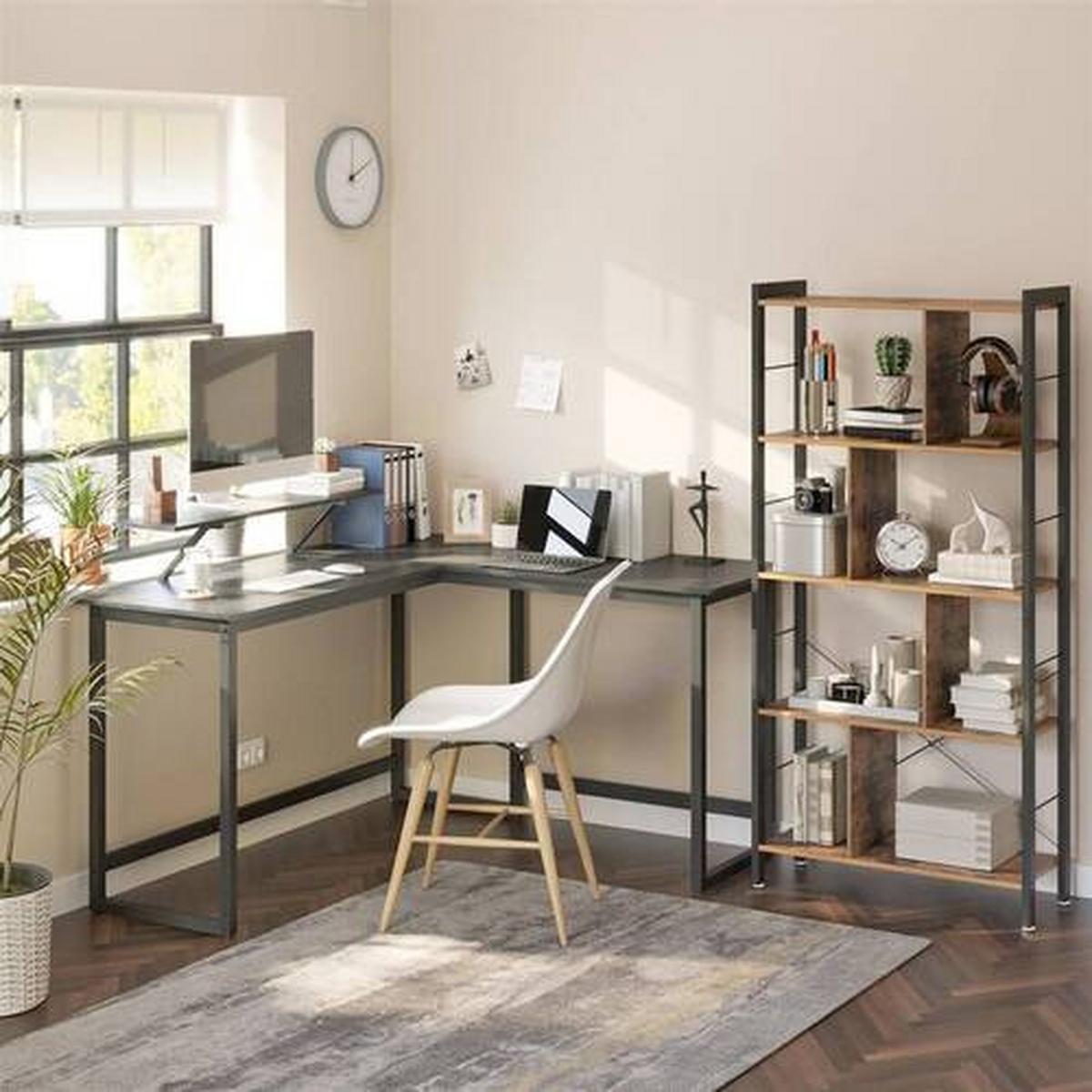 Eckschreibtisch Mit Ablageplatte B: 140, H: 92,2cm - Schwarz, Basics, Holzwerkstoff/Metall (140/130/92,2cm) - Boxxx