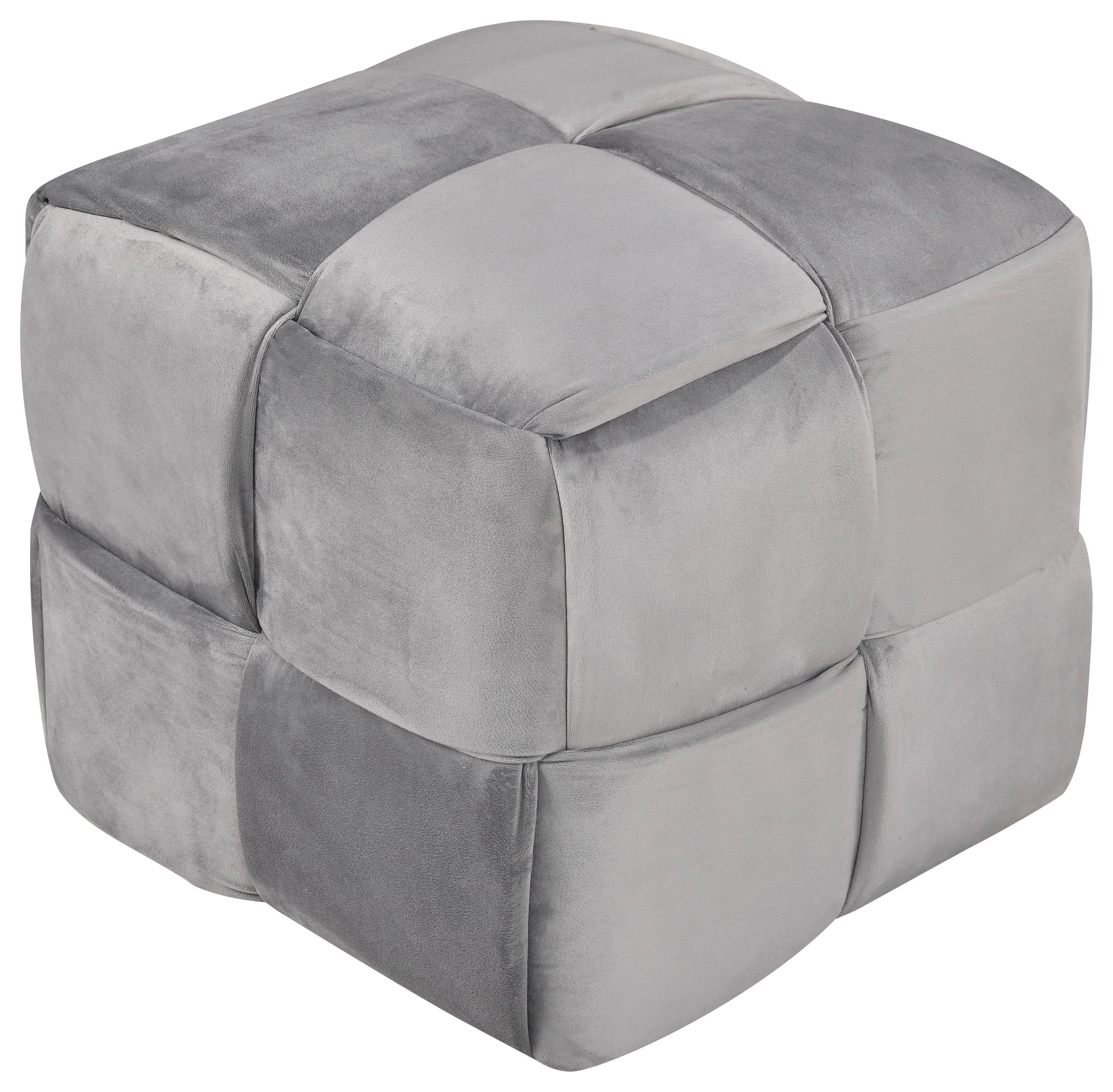 Štvorcová taburetka ELLIOT, sivá, max. do 120 kg - čierna/sivá, Modern, drevo/textil (46/41/46cm) - Mömax