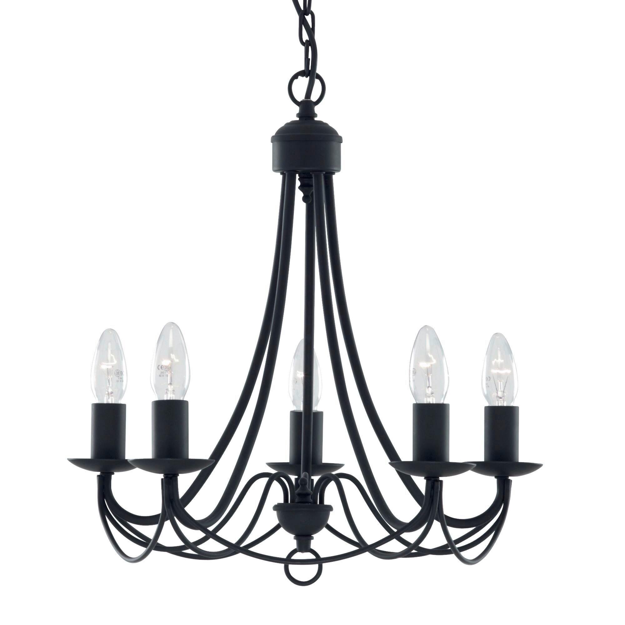 Kronleuchter 6345-5bk Maypole - Schwarz, KONVENTIONELL, Metall (46/120cm)