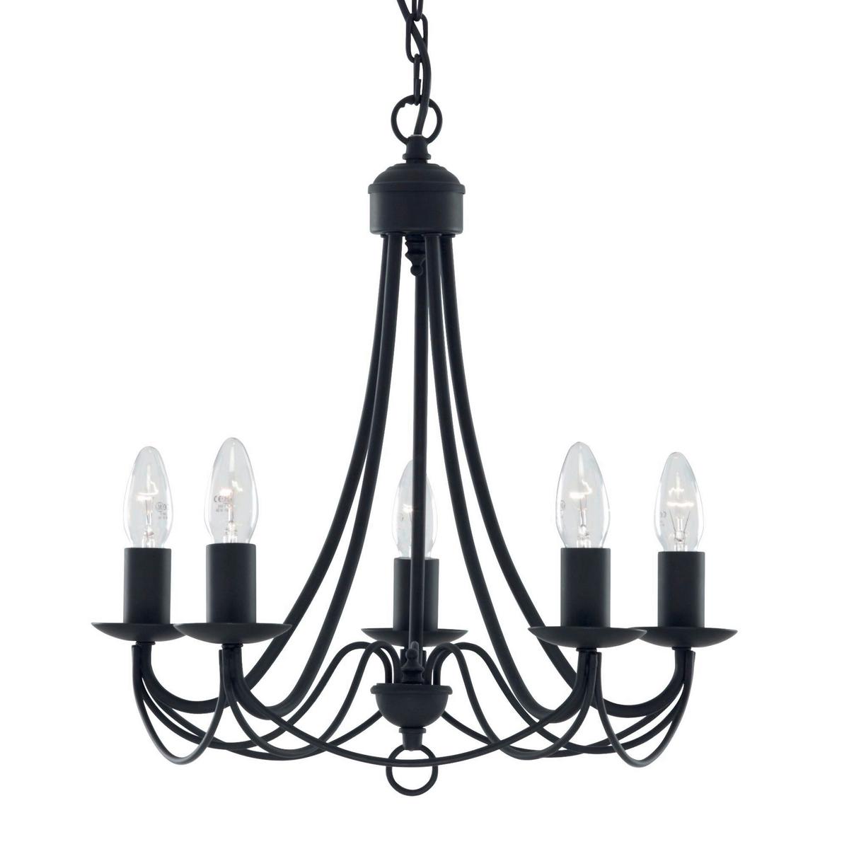 Kronleuchter 6345-5bk Maypole - Schwarz, KONVENTIONELL, Metall (46/120cm)