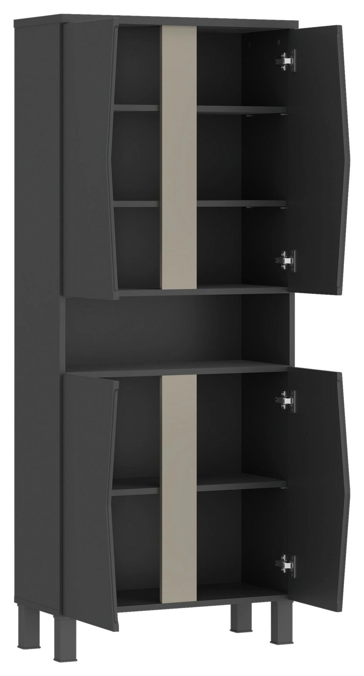Hochschrank Manhattan Man Ls2 - Anthrazit/Weiß, MODERN, Keramik/Holzwerkstoff (68,6/170/35,3cm) - Luca Bessoni