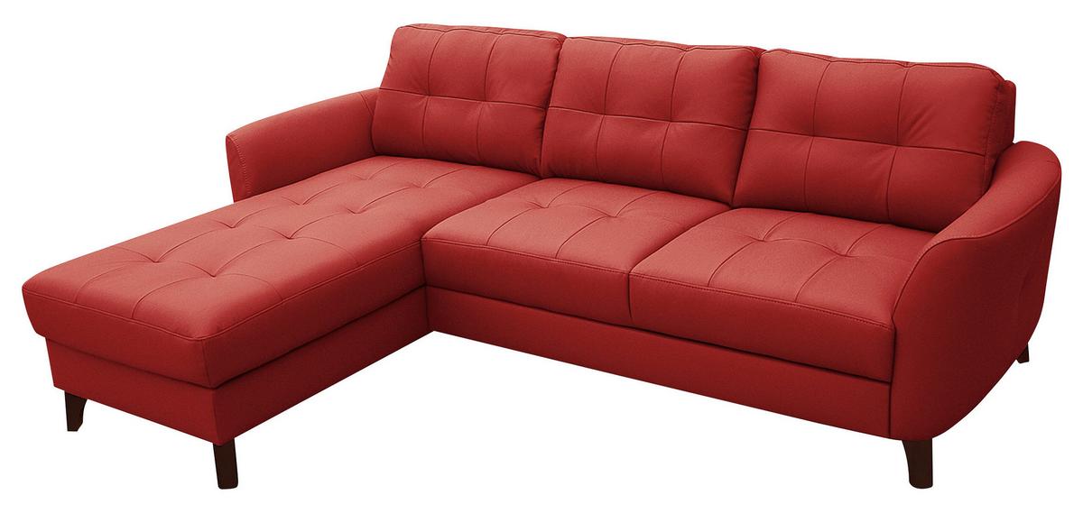 Ecksofa Nordic Rot S: 238x168 cm - Buchefarben/Rot, Design, Leder/Textil (238/168cm) - Livetastic