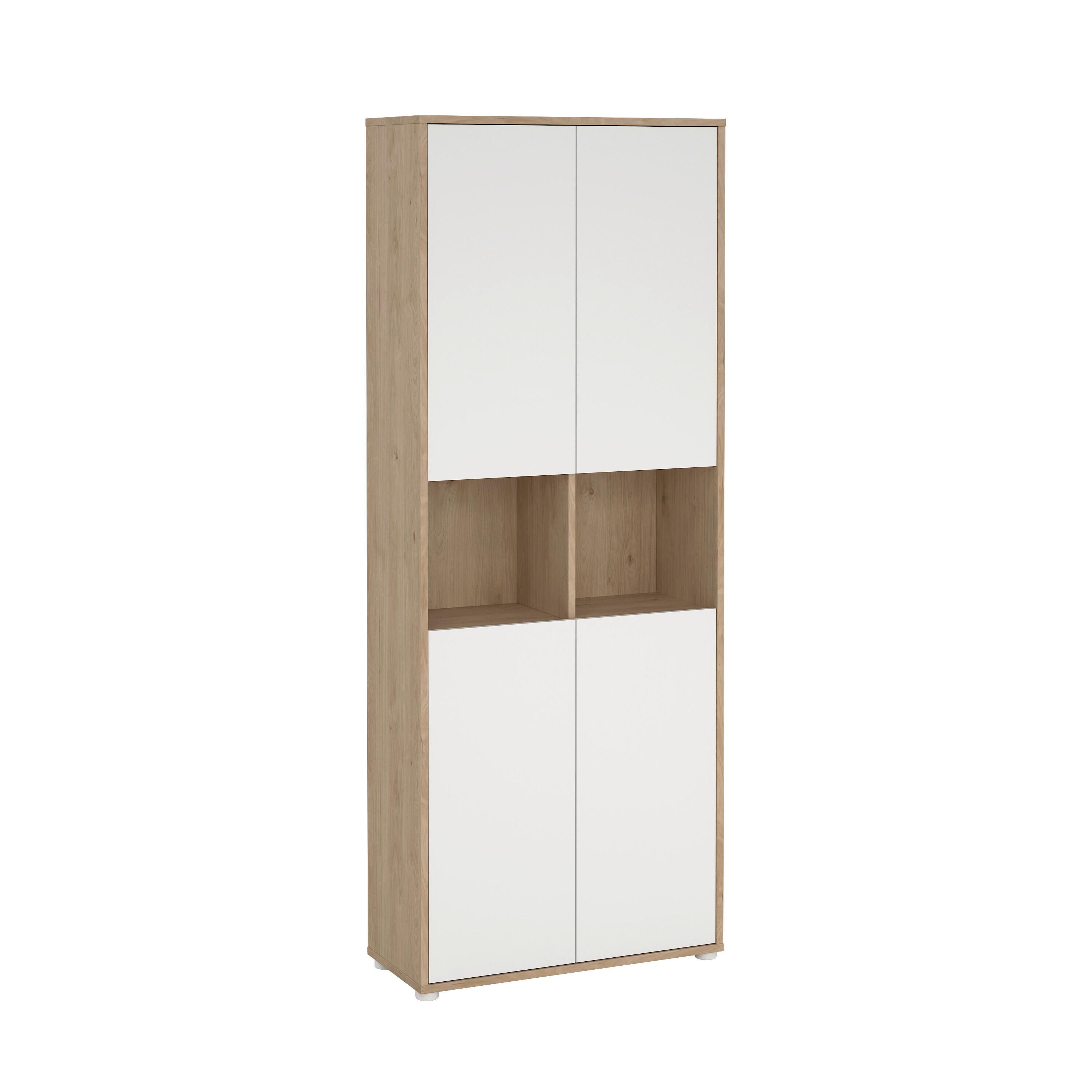 Aktenschrank Sign Weiß/Eichefarben, B: 79,6 cm - Eichefarben/Weiß, MODERN, Holzwerkstoff (79,6/207,7/34,3cm) - MID.YOU