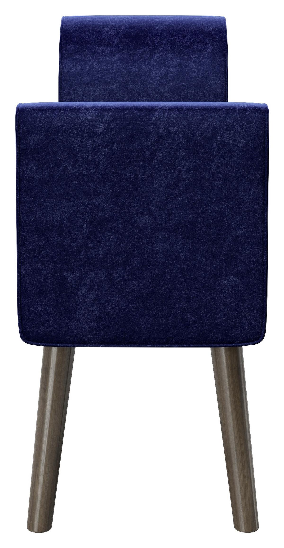 Hockerbank Tiffany Samt Blau H: 54,5 Cm Füße Mangoholz - Braun/Grau, MODERN, Textil (92,7/54,5/30cm) - Playboy