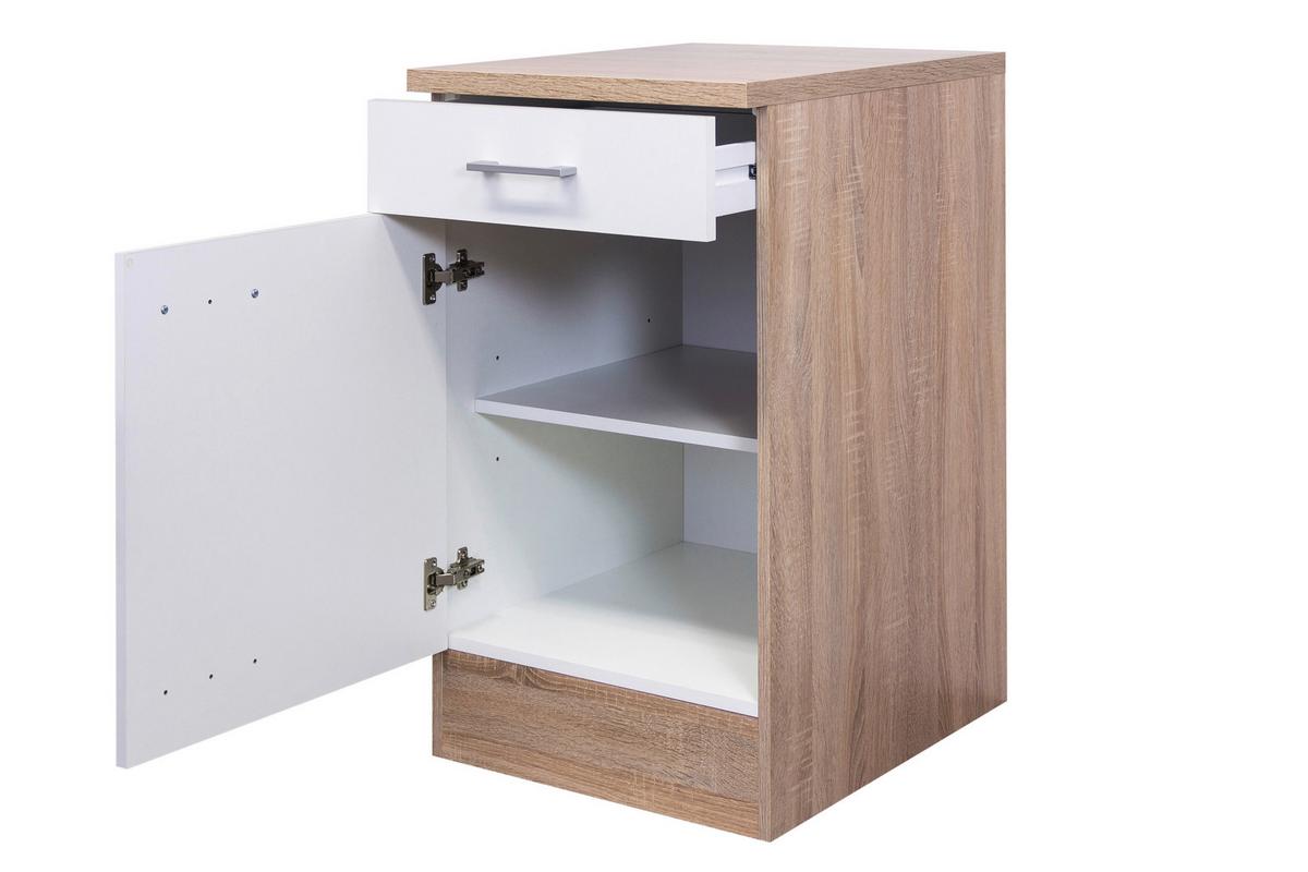 Eckküche Samoa Mit Geräten 280x170 cm - Weiß/Sonoma Eiche, MODERN, Holzwerkstoff (280/170cm) - FlexWell
