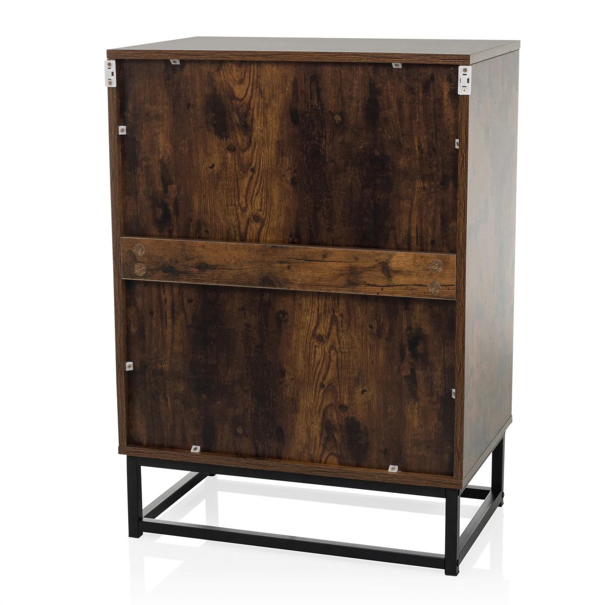 Kommode Vinstra Braun/schwarz B: 60 Cm - Schwarz/Braun, MODERN, Holzwerkstoff (60/83,5/38,5cm) - MID.YOU