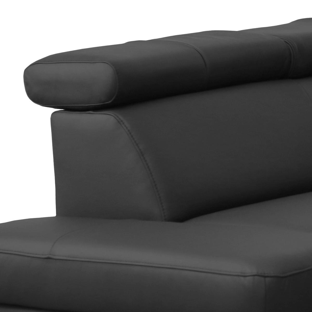 Ecksofa Lince Schwarz S: 197x257 Cm - Chromfarben/Schwarz, Design, Leder/Textil (197/257cm) - Livetastic