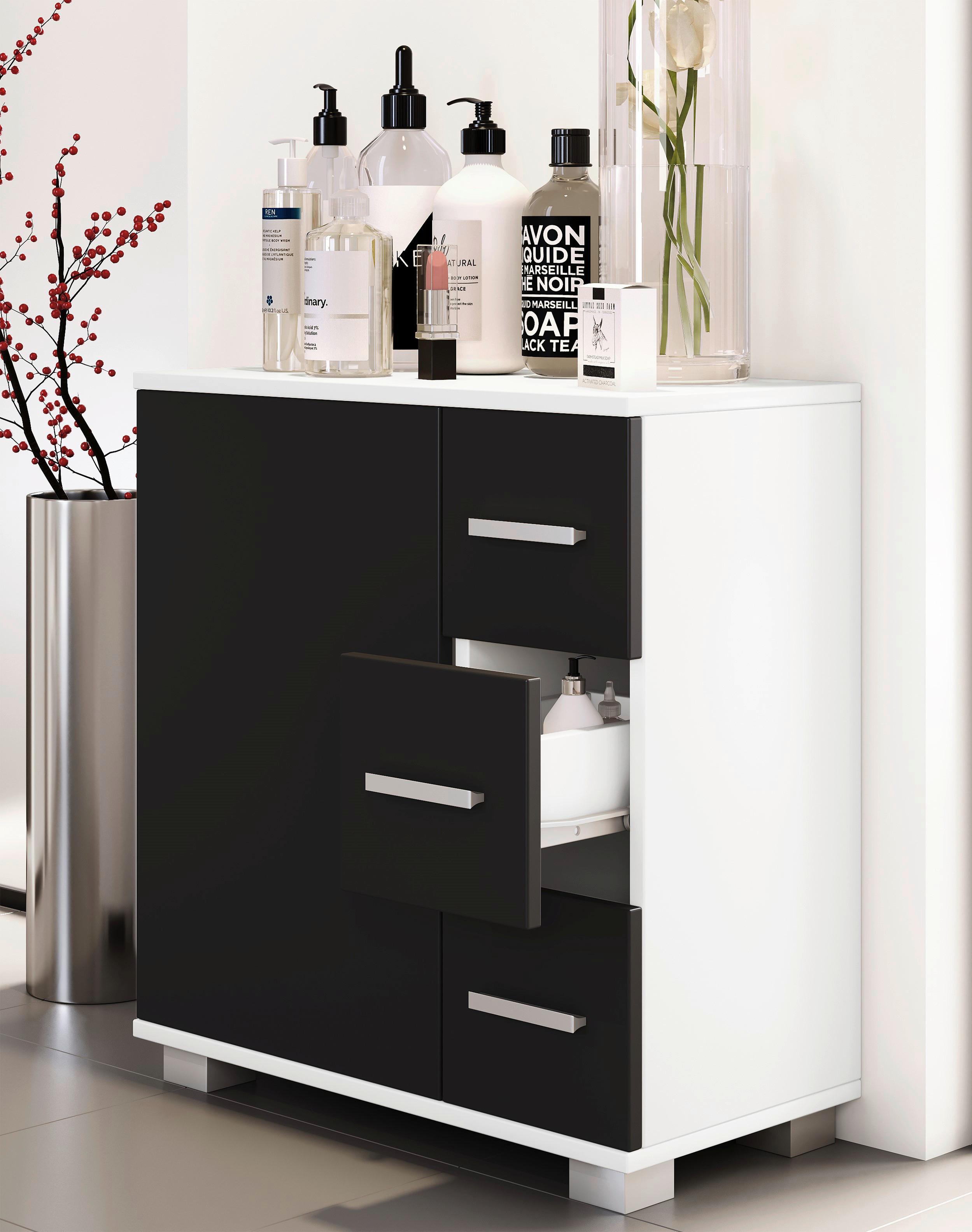 Waschbeckenunterschrank Zalo XL B: 60 cm Schwarz/Weiß - Schwarz/Weiß, MODERN, Holzwerkstoff (60/65/30,4cm) - MID.YOU