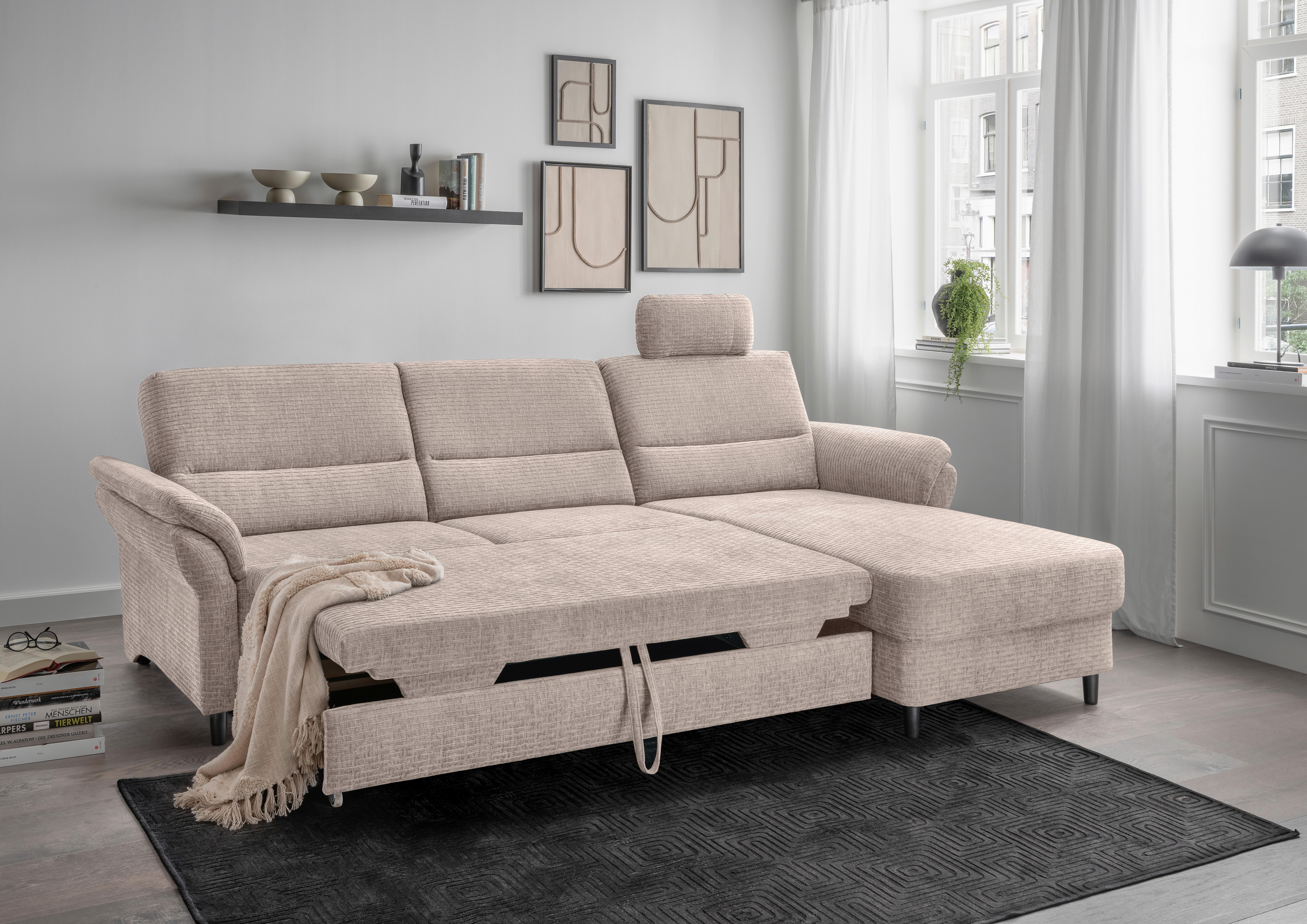 Ecksofa Cavoli, Beige S: 279x176 cm - Beige/Schwarz, MODERN, Textil (279/176cm) - Livetastic
