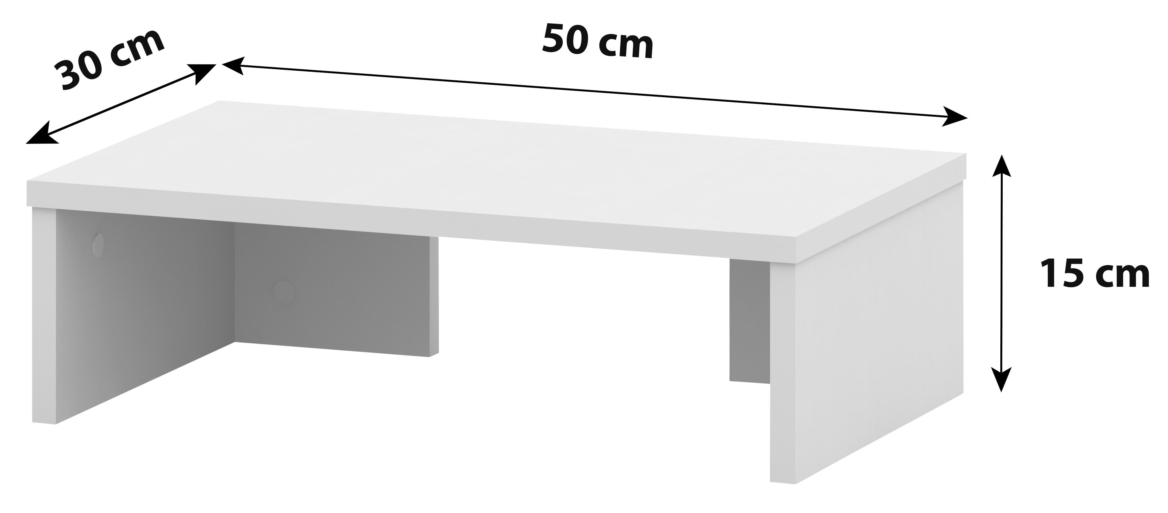 Schreibtischaufsatz B 50cm H 14,5cm Moni, Silber - Alufarben, MODERN, Holzwerkstoff (50/14,5/30cm)
