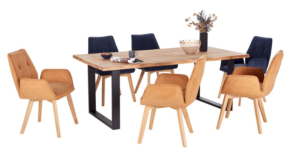 Étkezőasztal Wood 200 - natúr/fekete, Konventionell, fém/fa (200/75/100cm) - James Wood
