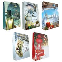 Geschenktasche Weihn. Geschenkt. Vintage Xl - Blau/Dunkelgrün, Basics, Karton (45/34/12cm)