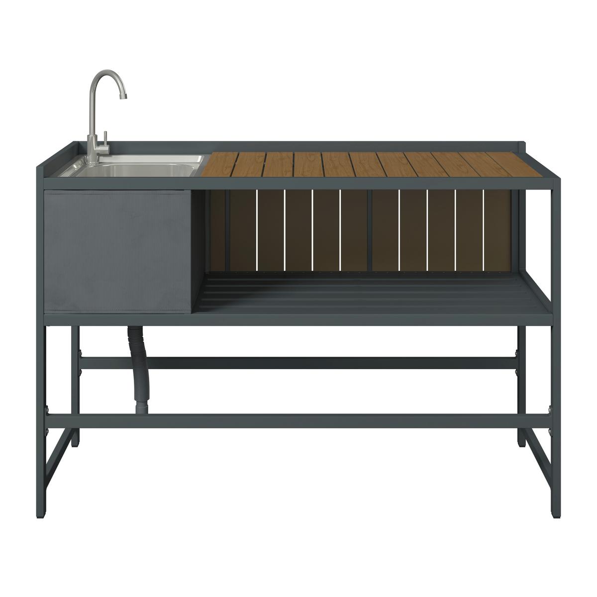 VENKOVNÍ KUCHYNĚ LEVI 2 - přírodní barvy/antracitová, Moderní, kov/plast (144cm)