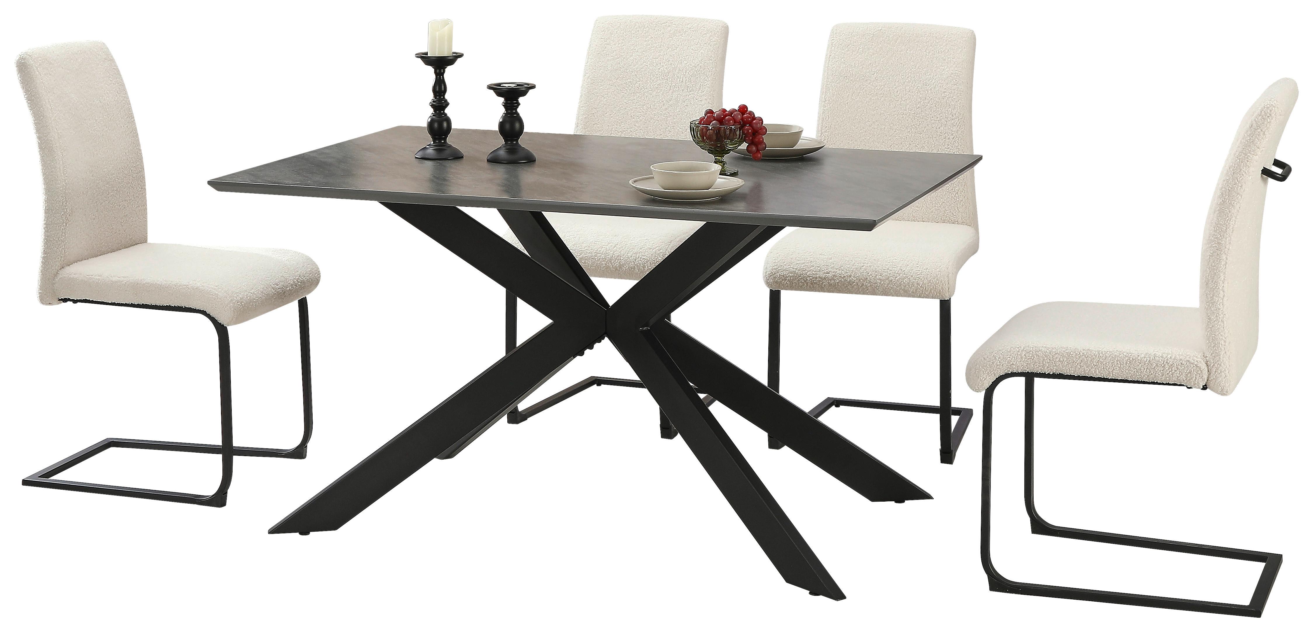 Tischgruppe Brisbane - Schwarz/Weiß, MODERN, Holzwerkstoff/Textil (140/75/90cm)