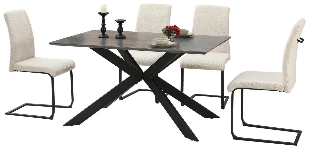 Étkezőgarnitúra 5 Részes Brisbane - fekete/fehér, Modern, faalapú anyag/textil (140/75/90cm)