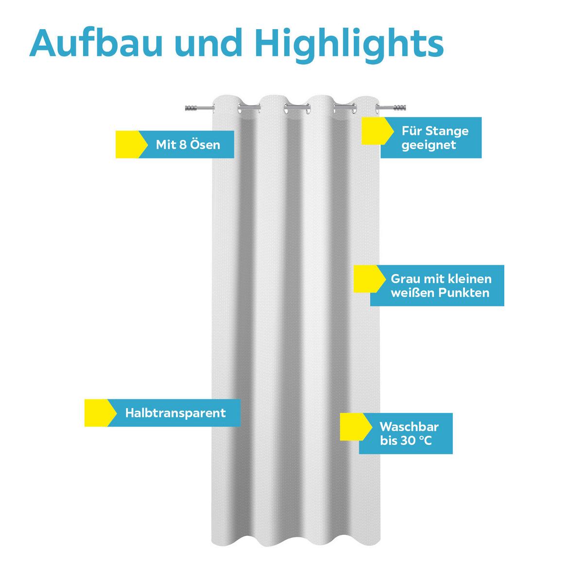 Vorhang Mit Ösen Nessi 140x245 Cm Weiß - Weiß, KONVENTIONELL, Textil (140/245cm) - Ondega