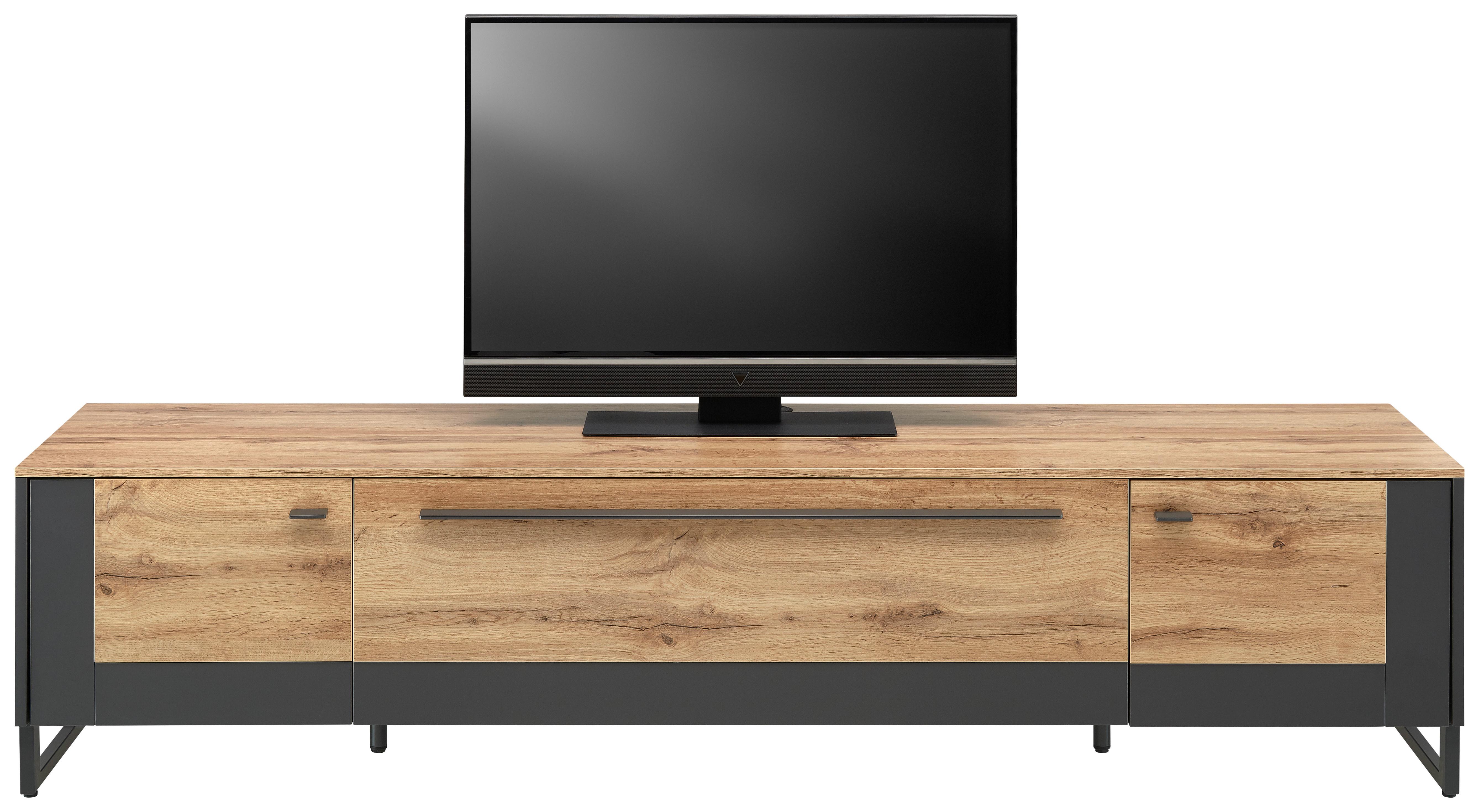 Komoda Pod Televizi Skagen - černá/barvy dubu, Moderní, kov/kompozitní dřevo (197/47/50cm) - Premium Living