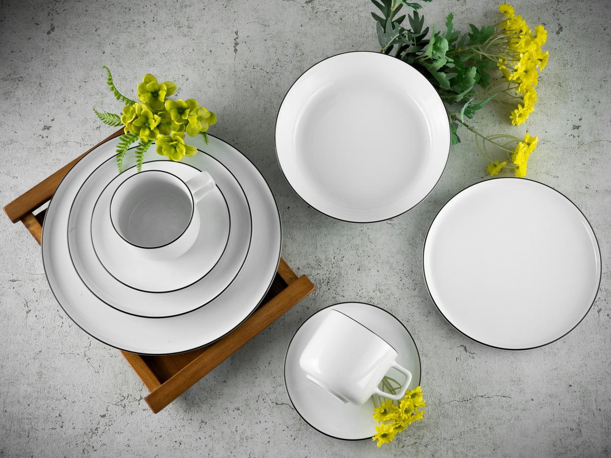 Kombiservice Chef Collection 30--Teilig. Schwarz , Weiß - Grauweiß/Schwarz, Basics, Keramik - Creatable