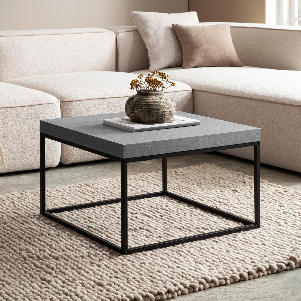Couchtisch Grau L: 60 cm - Schwarz/Grau, Design, Holzwerkstoff/Metall (60/60/38cm) - Livetastic