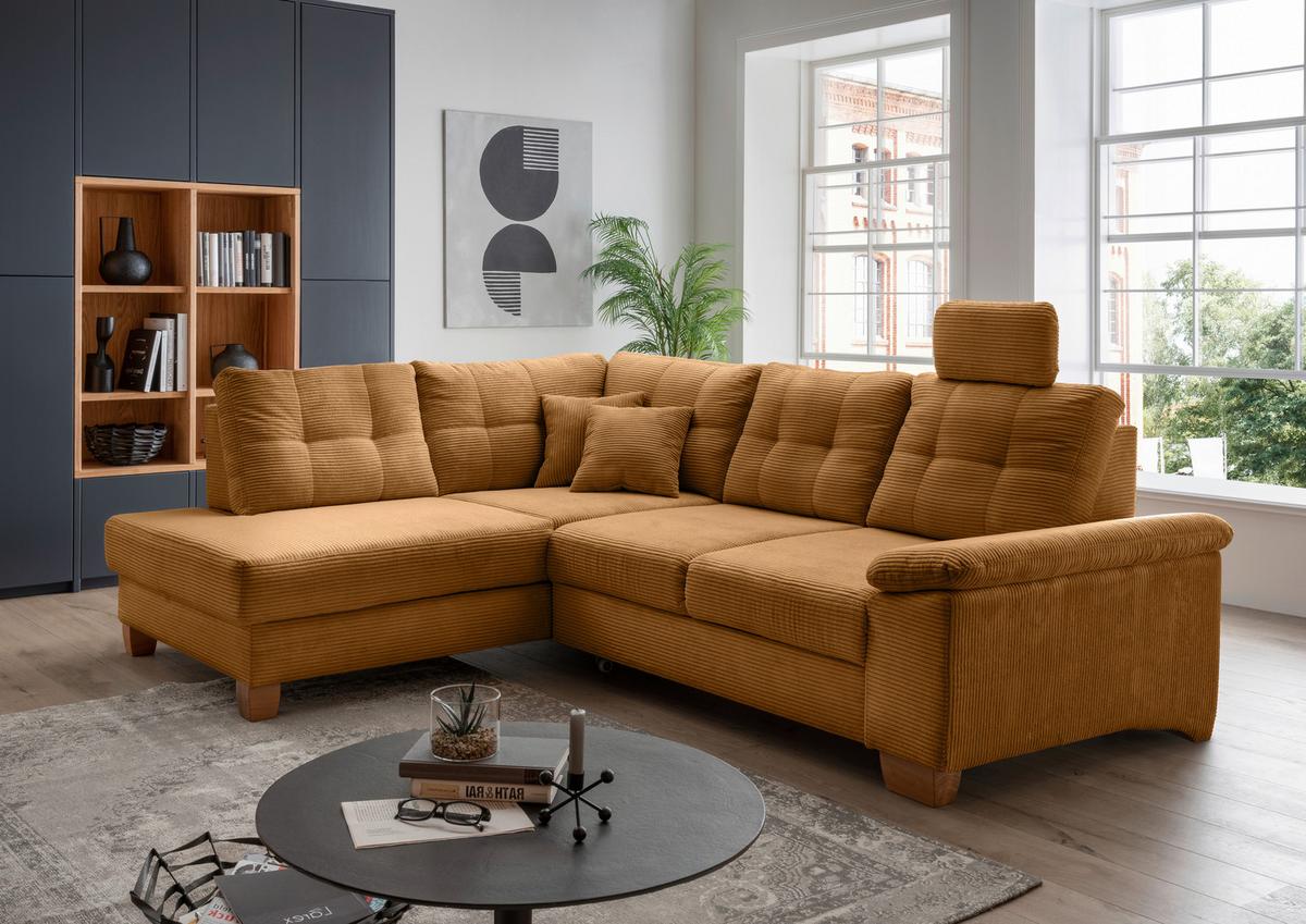 Ecksofa Brizzini Goldfarben S: 206x274 Cm - Goldfarben/Naturfarben, MODERN, Textil (206/274cm) - Livetastic