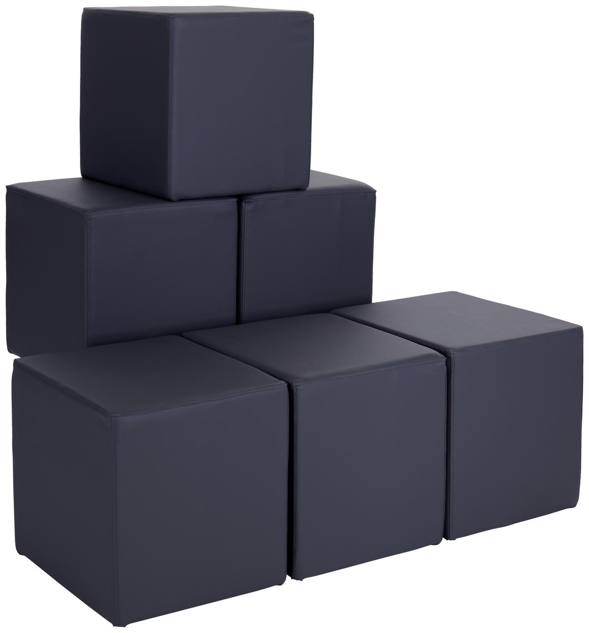 Hocker Betty Lederlook Grau H: 45 cm Würfelförmig - Grau, Basics, Textil (45/45/45cm) - Ondega