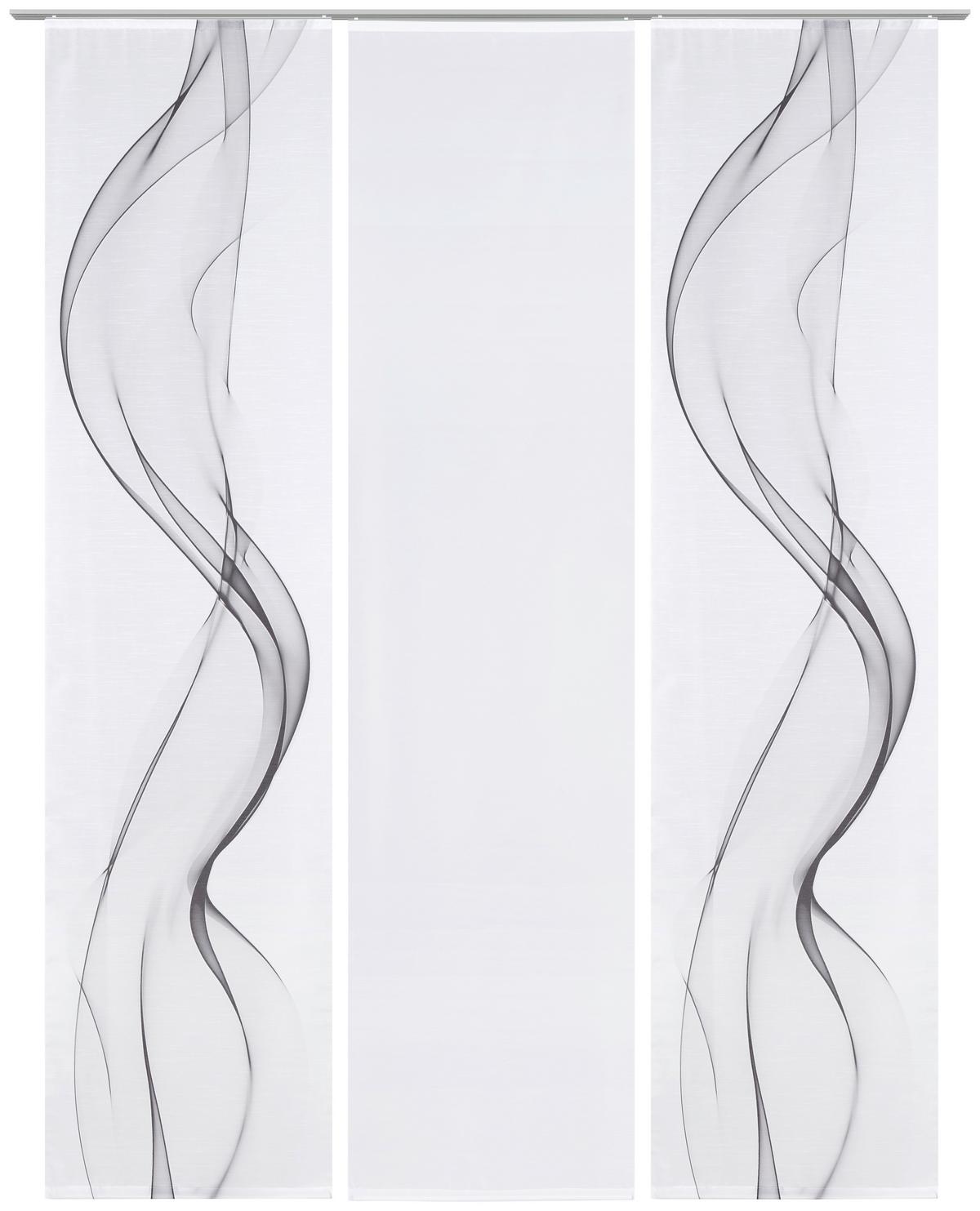 Flächenvorhang Fumaso Grau Weiß B: 60 cm - Weiß/Grau, Design, Textil (60/245cm) - Novel